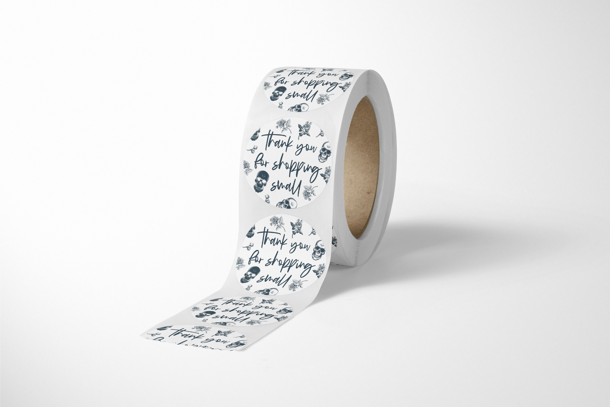 Skull Rose Thank You Stickers - 500 Count