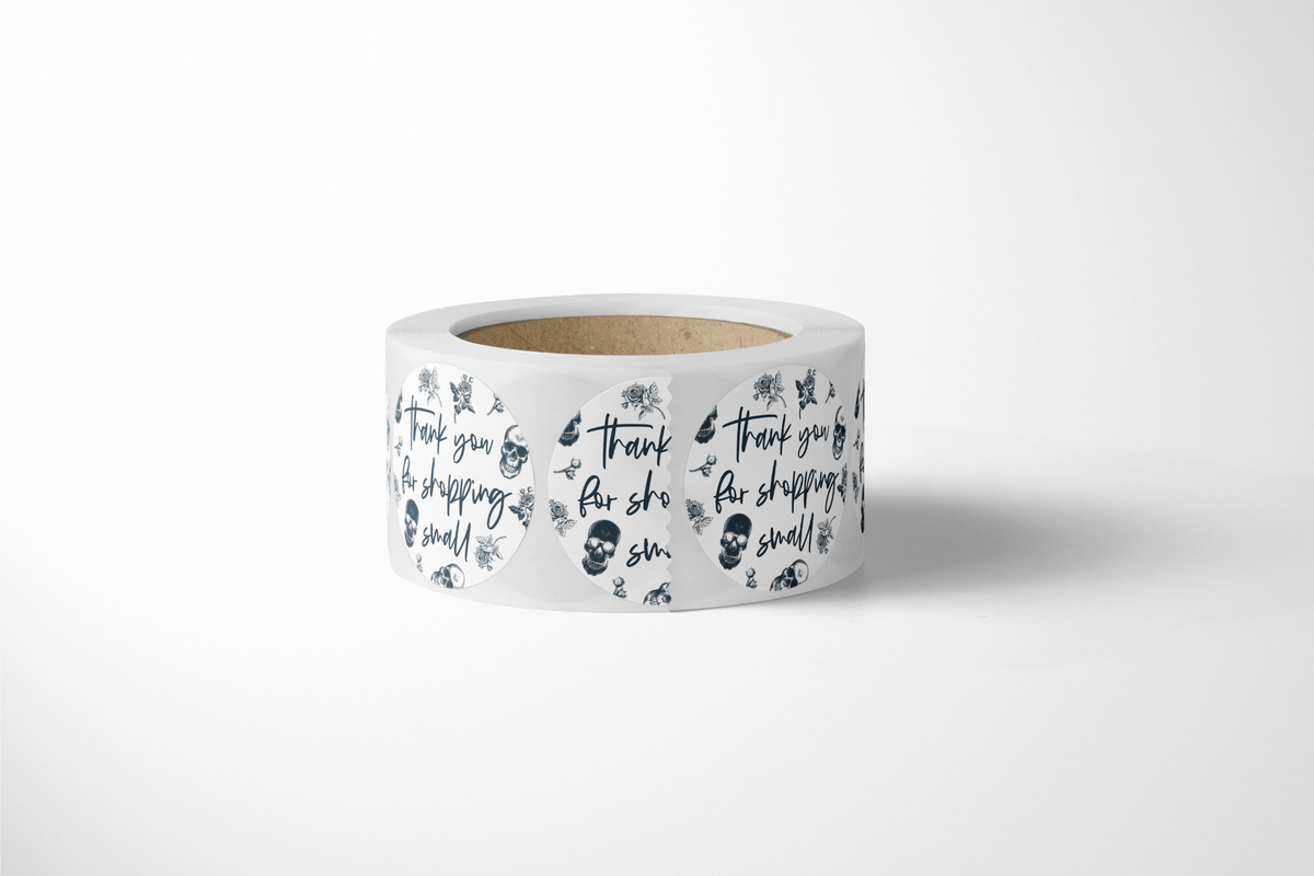 Skull Rose Thank You Stickers - 500 Count