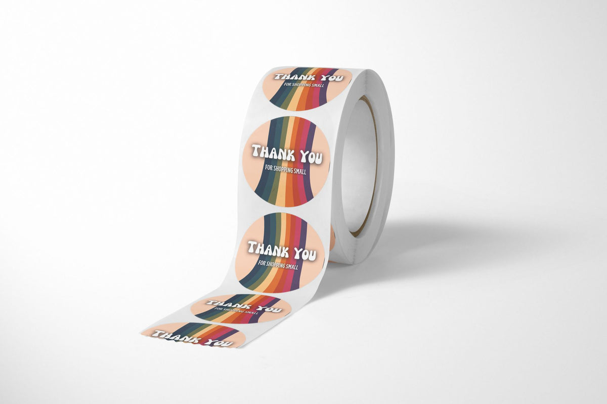 Retro Rainbow Thank You Stickers - 500 Count