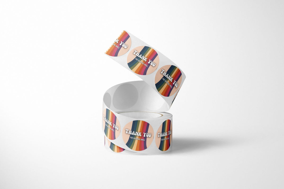 Retro Rainbow Thank You Stickers - 500 Count