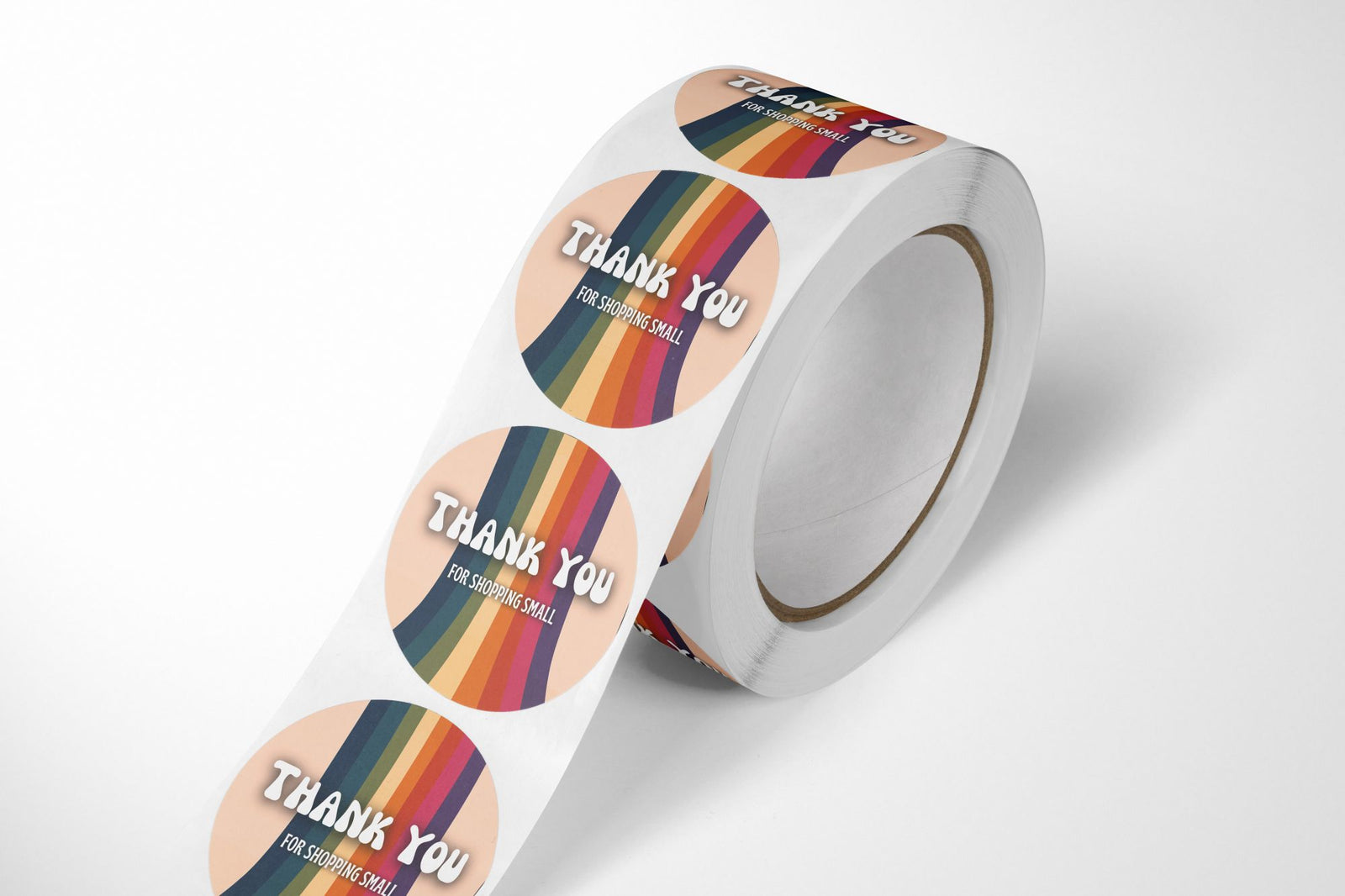 Retro Rainbow Thank You Stickers - 500 Count