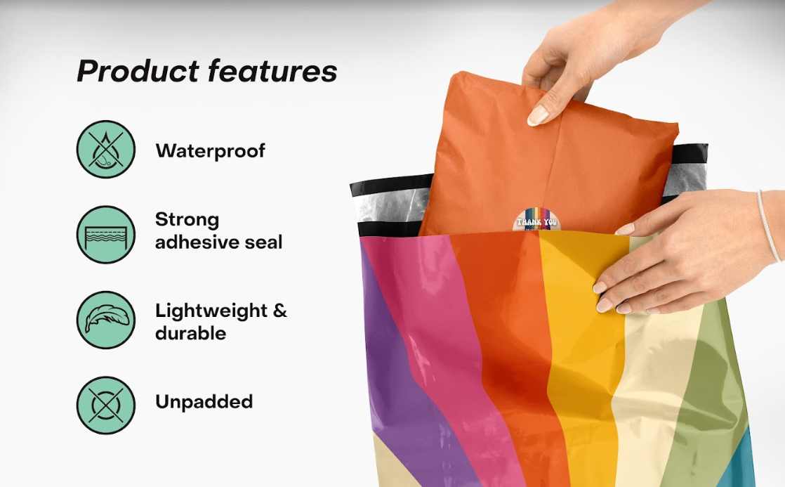 Retro Rainbow Polymailers 10&quot;x13&quot;