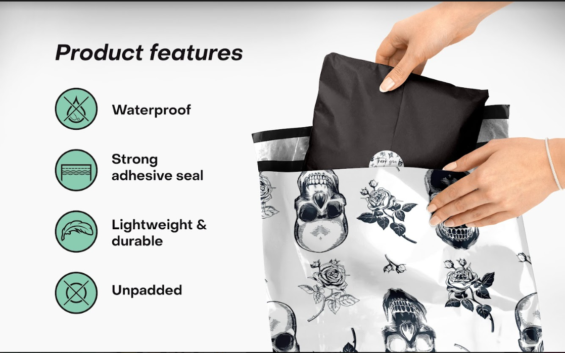 Skull Rose Polymailers 10x13&quot;