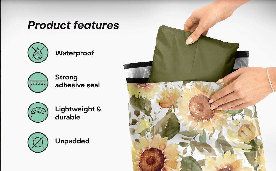 Watercolor Sunflower Polymailers 10&quot;x13&quot;