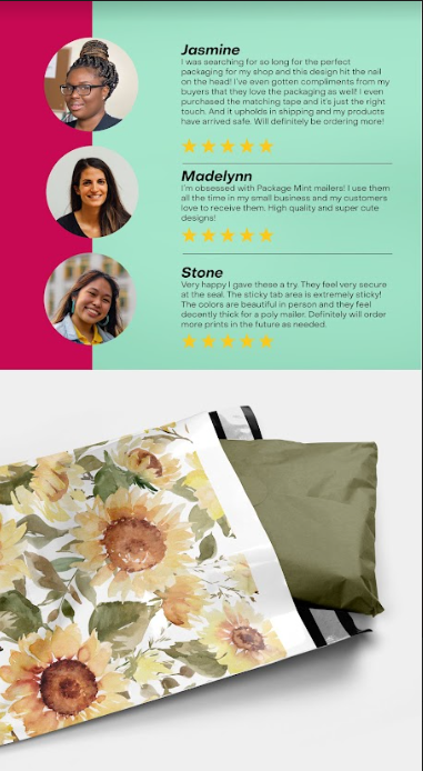 Watercolor Sunflower Polymailers 10&quot;x13&quot;