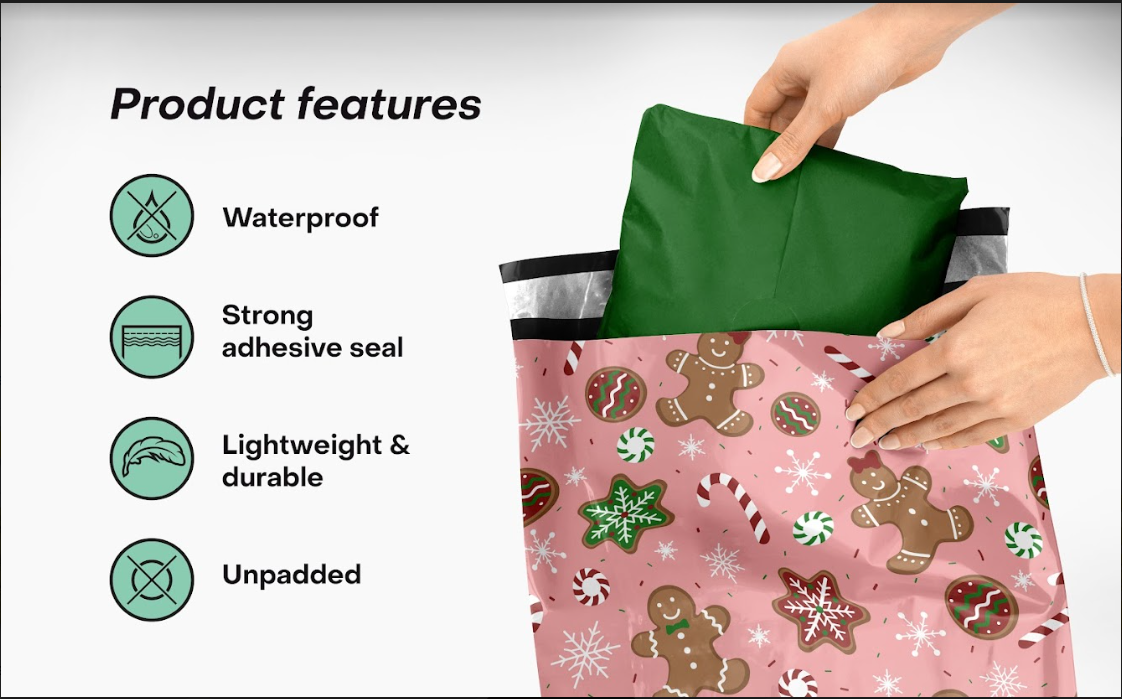 Baking Spirits Bright 10x13 Poly Mailers