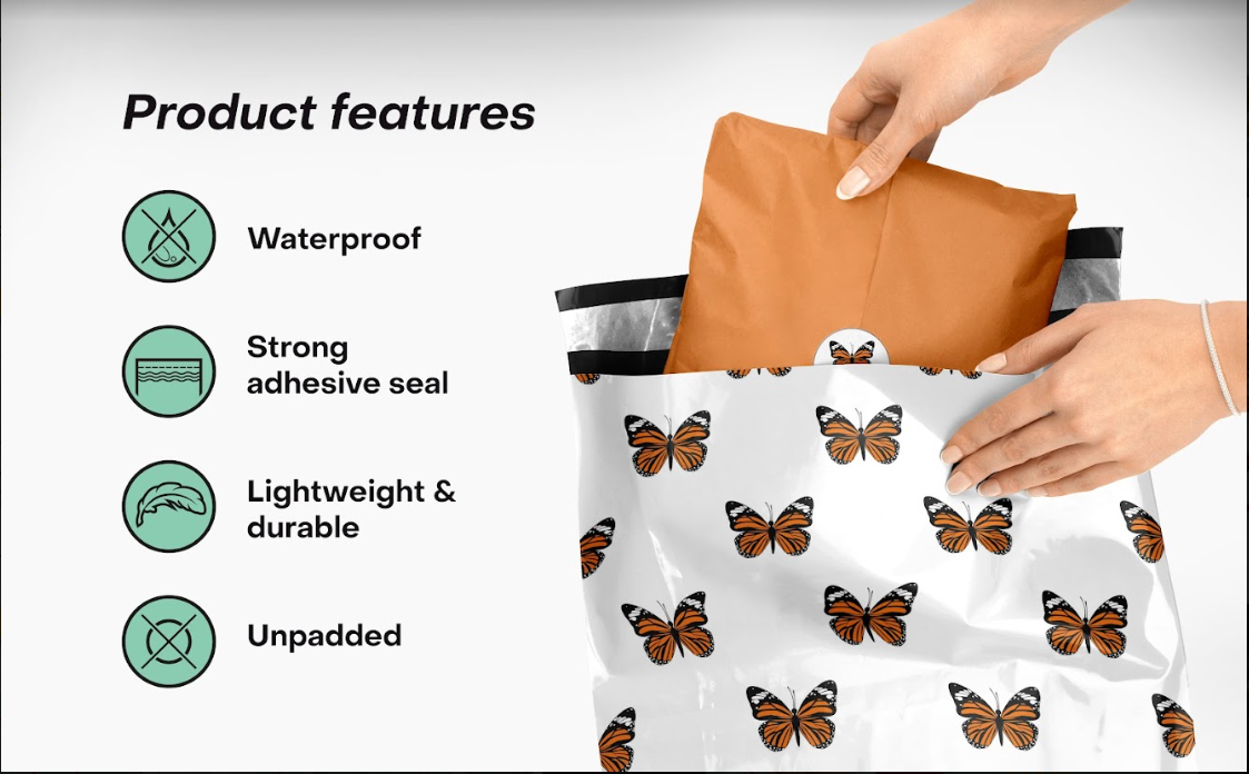 Monarch Butterfly Polymailers 10&quot;x13&quot;