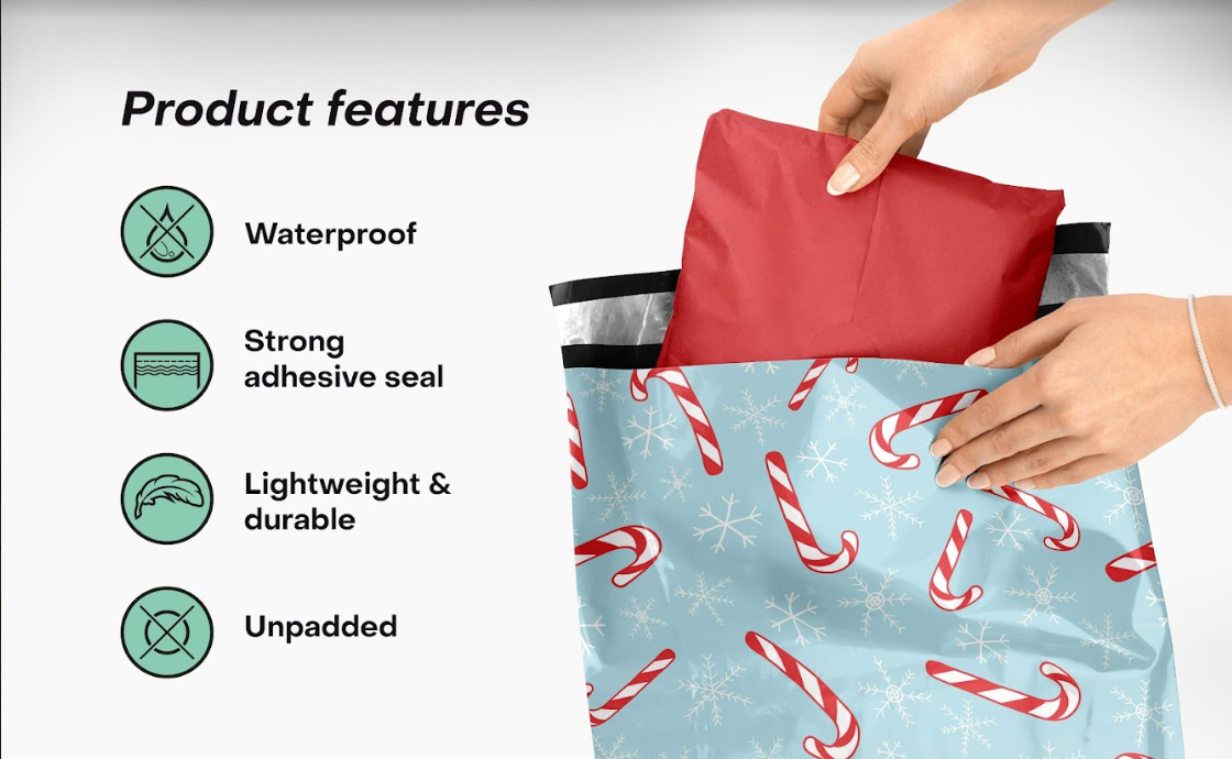 Candy Cane Polymailers 10&quot;x13&quot;