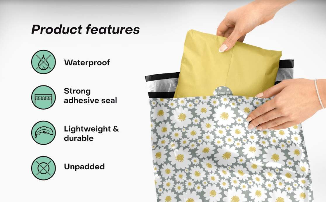 Daisy Flower Poly mailers 10&quot;x13&quot;